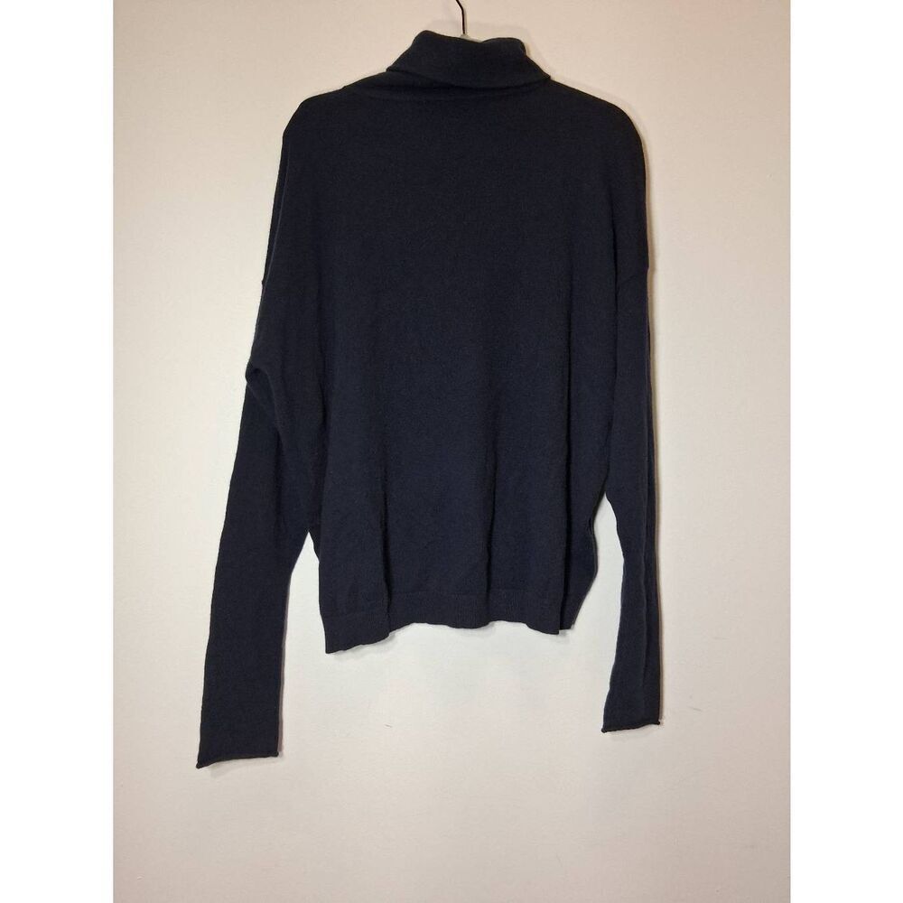 Cos womens xl turtleneck sweater 100% cashmere navy blue slouchy drop sleeve - Picture 5 of 10